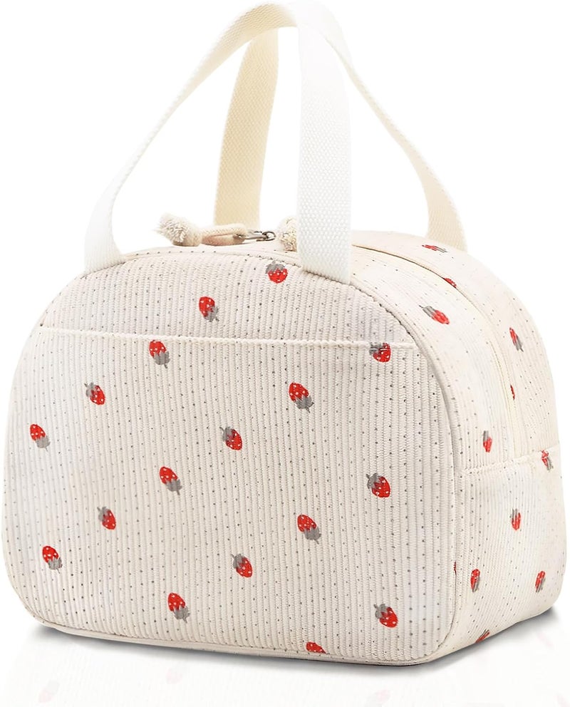 Baglemon Lunch Bag for Women Men Cute Corduroy Lunch Tote Bags Reusable Insulated Lunch Box Large Capacity Reusable Insulated Cooler for Work/Picnic/Travel - Image 1